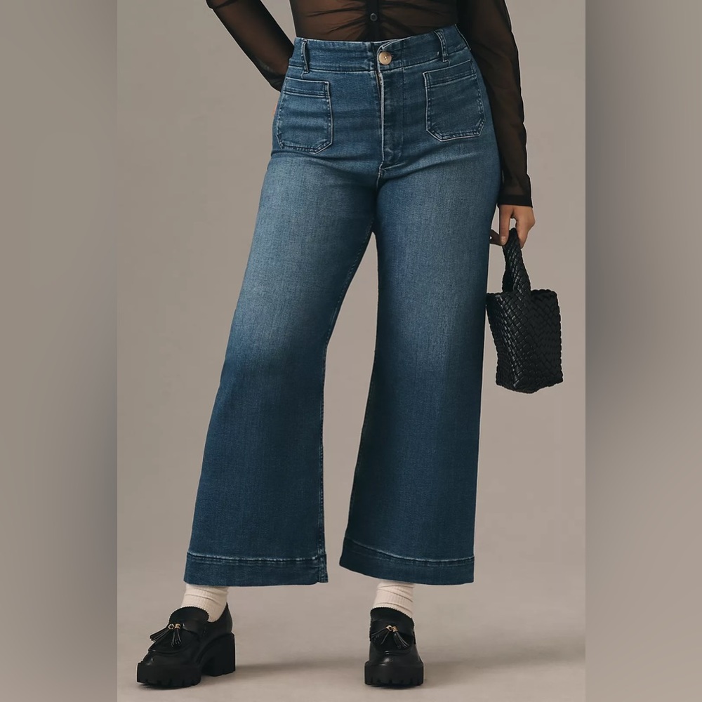 Anthropologie Colette Denim Cropped Wide-Leg Jean by Mave